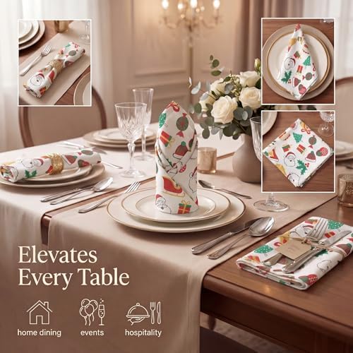 Urban Villa Cloth Napkins Cotton 20x20 (Set of 12) Xmas Print - Image 2