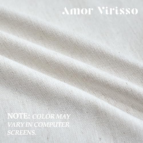 Amor Virisso Fringe Throw Pillow Covers 20x20 Set of 2 Boho Neutral Farmhouse Decorative Pillow Covers with Tassels for Couch Sofa Bed, Cream White - Image 3