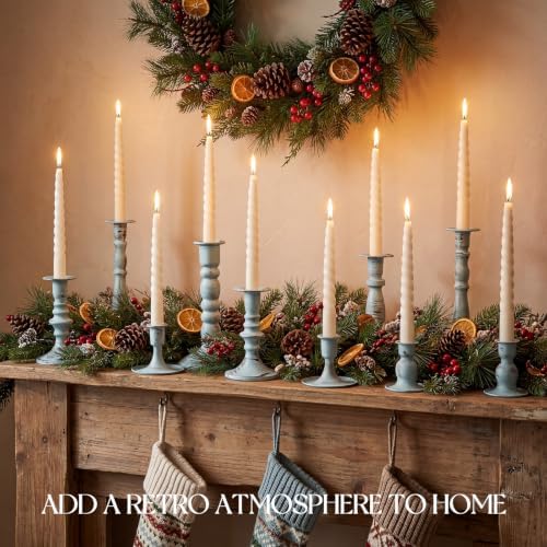 Mumufy 10 Pcs Matte Candlestick Holders, Metal Wedding Taper Candle Holders Vintage Candles Stand Set, Candle Stick Decor for Mantel Table Centerpiece Wedding Dining Table Decor Mantelpiece (Blue) - Image 5