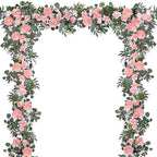 DearHouse 2Pcs Artificial Peony Flower Garland and - Silk Peony Garland with Flowers and Eucalyptus for Wedding Party Table Decoration,6ft/Strand (Pink) by DearHouse