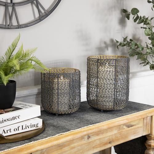 Northlight Twisted Iron Pillar Candle Holders 10.25" Gray Gold Finish Set 2 - Image 4