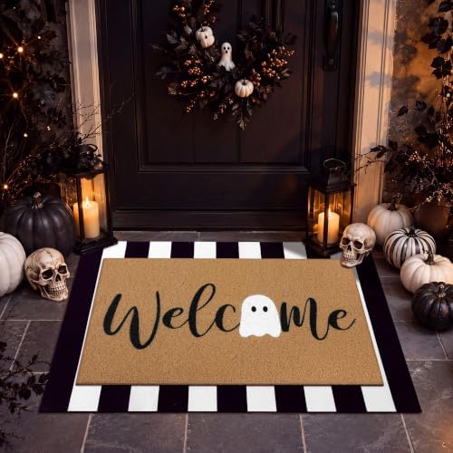 Tinideya 2 Pcs Halloween Ghost Layered Doormat Set for Porch Decor - Image 4