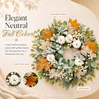 26 Inch Fall Wreaths for Front Door, Artificial Autumn Wreath - Image 3