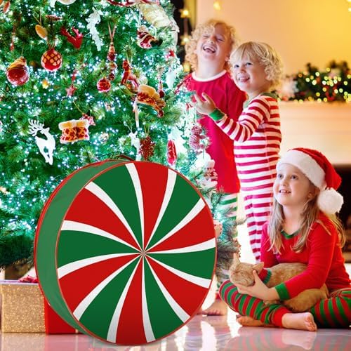 4 Pack 30 Inch Wreath Storage Containers, Hard Shell Garland Storage Bags with Handle Dual Zipper, Large Red Green Round Storages Box for St. Patrick's Day Wreath - Image 5