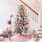 Civaner 48in Pink Gingerbread Christmas Tree Skirt Faux Fur - Image 7