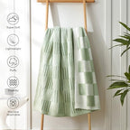 Snuggle Sac Faux Fur Checkered Blanket Twin Size,Super Soft Reversible Cozy Warm Blanket for Sofa Bedroom,Cute Lightweight Striped Throws for Women,Heather Sage Green,60x80 inches - Image 6