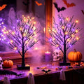 Halloween Decor Indoor, 2 Pack 24 Inch Black Halloween Tree Set, 48 Orange & Purple LED Lights, USB & Battery Powered Tabletop Spooky Twig Trees with 6H Timer, Creepy Halloween Decorations for Mantels by FastDeng