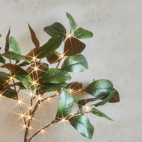 Hairui Lighted Magnolia Branches with Timer 32IN Battery Operated or USB Plug in, Faux Greenery Willow Branch with Lights 60 LED Fairy Lights for Room Fireplace Spring Decoration - Image 2