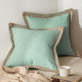 MIULEE Set of 2 Rustic Linen Burlap Throw Pillow Covers 18x18 Aqua by MIULEE