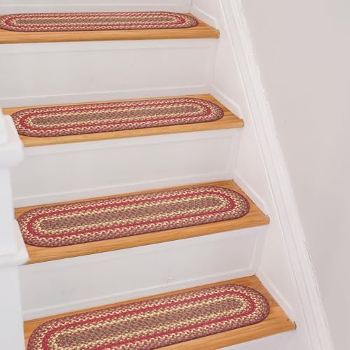 Homespice Cider Barn Jute Braided Stair Treads, Oval 8x28 Set of 13 by Homespice