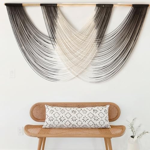 Jakalin Macrame Wall Hanging Black Dip-Dyed Fiber Wall Art 59" Wx35 L - Image 2