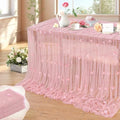 Dusty Pink Pearl Tulle Tablecloths 3 Pack 10ft Floral Sheer Table Linen by LuoluoHouse