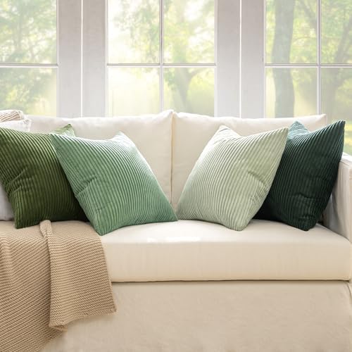MIULEE Soft Corduroy Decorative Throw Pillow Covers Forest Green 20x20 - Image 2