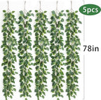 mizii 5 Packs 390" Artificial Vines Ficus Garland Fake Vine Silk Green Leaves Faux Plants Greenery Decoration for Bedroom Room Wall Party Table Centerpieces Wedding Arch Decor - Image 2
