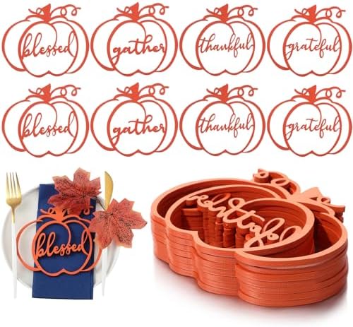 48 Pcs Thanksgiving Wood Grateful Cutout Plate Signs for Family Table by CHENGU
