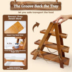 Large 3-Tier Wooden Cupcake Stand,Removable Tray for Cake Fruit Nut Cheese - Image 3