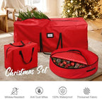 3 Pack Christmas Tree Storage Bag, for Artificial Trees up, Sturdy Waterproof With Reinforced Carrying Handles, Xmas Holiday Garland Bag Storage Case (Red, 9 Ft) - Image 2