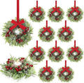 12 Pcs 9 Inch Christmas Artificial Wreaths for Kitchen Cabinet Norfolk Pine Garland with Red Berries Pinecones Wreaths Swags Snowy Pine Candle Rings Holder for Christmas Decorations Table Centerpiece by Unknown