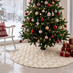 Civaner 48in Beige Bow Christmas Tree Skirt Faux Fur - Image 4