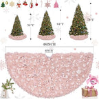 Blush Pink Christmas Tree Skirt, 48 inches Pink Candy Christmas Decorations - Image 5