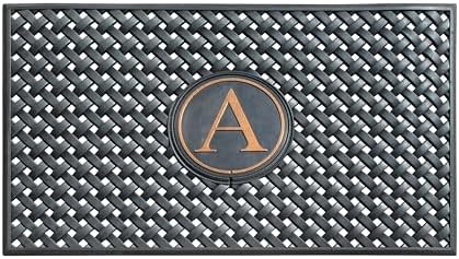 A1HC Natural Rubber Front Door Mat 24x39 inches, Monogrammed Doormat for Entryway, Heavy Duty Shoe Scraper Welcome Mat for Porch, Patio & Outside Entrance - Black by A1HomeCollectionsLLC