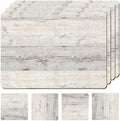 Set of 4 Heat Resistant Cork Placemats for Dining Table with Free Set of 4 Matching Drink Coasters Cork Wood Design Print 16 x 12 Inches Cork Backed Hard Placemats (White Driftwood) by Moderry