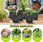Plastic Plant Pots 10/9/8/7.5/7 inch Set of 5, Flower Planters with Drainage Holes and Saucers, Plastic Pots for Indoor Outdoor Plants, Livingroom Garden Decor (Black) - Image 5