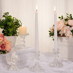 Suclain 24 Pcs Glass Candle Holder Set 12 Candlestick White Candles,Clear - Image 2