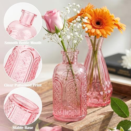 Glass Bud Vases in Bulk Small Mini Pink Vase for Flowers 40pc - Image 5