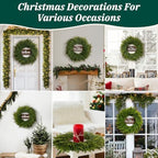 26 Inch Winter Wreaths for Front Door: Large Real Touch Norfolk Pine Wreath with Welcome Sign - Christmas Artificial Green Wreath for Farmhouse Porch Windows Wall Table Indoor Outdoor Home Decor - Image 5