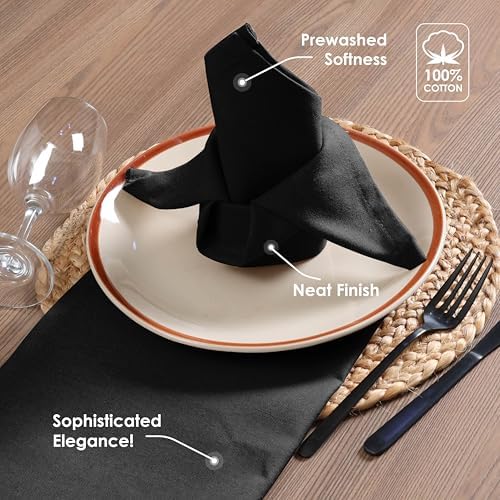 Black Cloth Napkins 17 x 17 Inch - Set of 12-100% Cotton, Absorbent, Washable, Reusable - Perfect Table Napkin for Summer, Everyday, Cocktail Parties, Holiday Gatherings, Dinner - Image 4