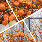 JINGHONG 18 Pack Artificial Pumpkin Picks 17” Tall Orange Berry Stems Fall Pumpkin Branches for Autumn Harvest Festival Thanksgiving Day Decor - Image 6