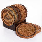 Cabin Obsession Whiskey Barrel Coaster Set – Handcrafted Whiskey Barrel Decor for Whiskey Lovers and Man Cave Gifts for Men - 6 Full Size Whiskey Coasters with Barrel Style Holder for Man Cave Décor - Image 2