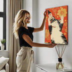 Framed Funny Black Cat Canvas Wall Art Set of 2, Vintage Japanese Cat Eating Ramen Poster, Unique Gifts and Cat Lover Printing Picture, for Living Room Kitchen Dining Room Wall Decor 16x24 inch - Image 7