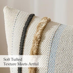 ANRODUO Boho Decorative Pillow Covers 24x24 Light Blue Stripe Pack of 2 - Image 6
