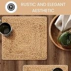 Jute Braided Placemats Set of 4-100% Jute Nonslip 14x14 inch Square Farmhouse Vintage Placemats for Dining Table - Perfect for Indoor Outdoor Natural Jute Placemats - Image 6