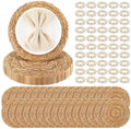 100 Set 12 Inch Round Woven Placemats with Pearl & Rhinestone Napkin Rings by Gandeer
