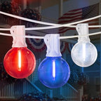 LAMPHOME 2-Pack 26Ft Outdoor Red White Blue String Lights, Patriotic Patio Light with 12+1 Edison Bulbs, LED Shatterproof String Lights for Outside Bistro Christmas Patio Party Decorations by ULL