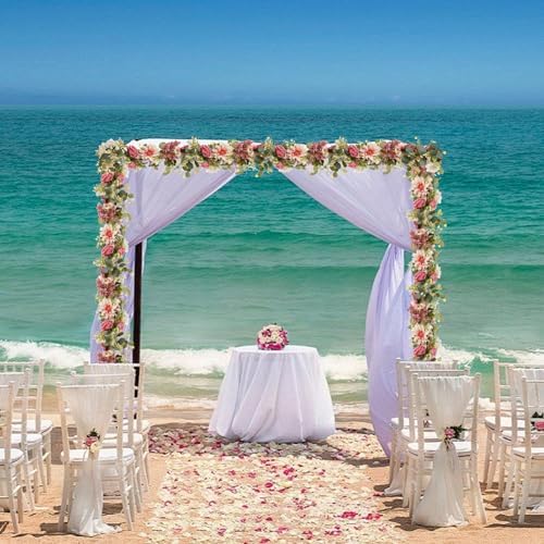 2Pcs Flower Garland Decorations, 12.27Ft Pink Flowers Rose Garland, Artificial Eucalyptus Greenery Vines with Floral for Wedding Wall Arch Table Centerpieces Backdrop Room Decor (Pink) - Image 5