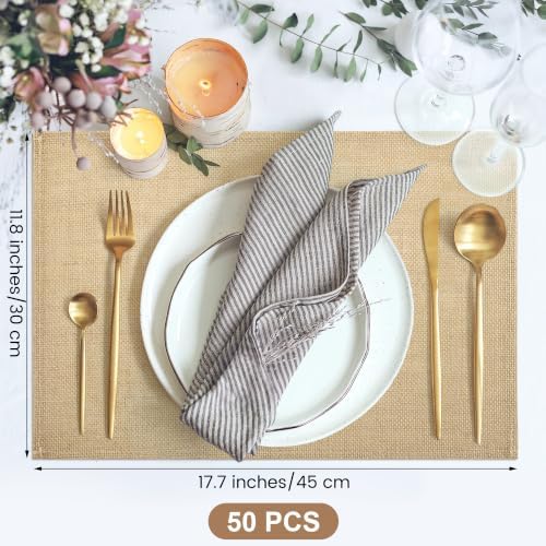 Kochorie 50Pcs 11x17 Woven Burlap Placemats Jute Placemat for Dining Table - Image 2