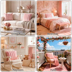 Faux Fur Decorative Throw Pillow Covers 20x20 Set of 2, Pink - Image 4