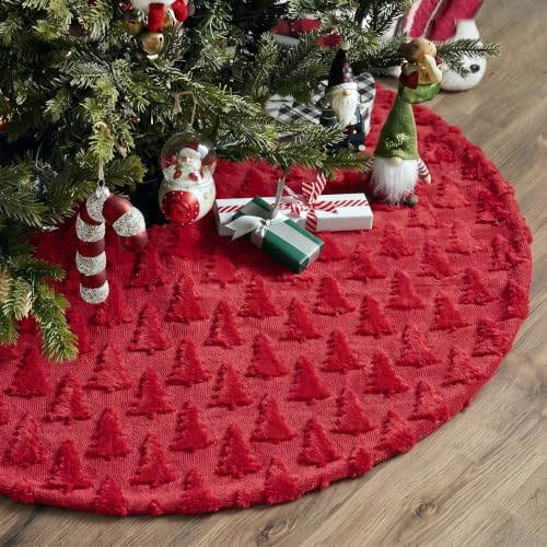 Civaner 48in Red Tree Christmas Tree Skirt Faux Fur by Civaner