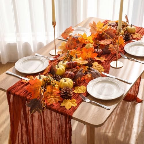 52 Pcs Fall Table Decor, 2 Orange Runners 4 Maple Leaf Garland by Unknown