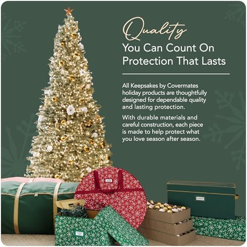 Covermates Deluxe Wreath Storage Bag, 36" Diameter x 8" H, Red Snowflake - Image 7