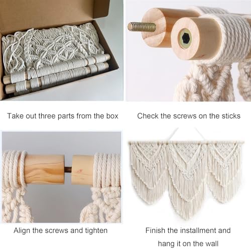Achart Macrame Wall Hanging Large- Boho Wall Decor- large wall art- Wall Decor Living Room- Macrame Tapestry Boho Decor for Bedroom (Beige-H) - Image 6