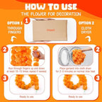 Thiccywoov 8 Pcs 5 Ft Marigold Garland with LED Halloween,Light Orange - Image 5