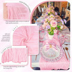 18 Pack Cheesecloth Table Runner 10FT Light Pink Table Runner Boho Gauze Cheese Cloth Table Runners Long Rustic Sheer Table Decorations for Wedding Party Baby Bridal Shower Birthday Holiday Home - Image 3