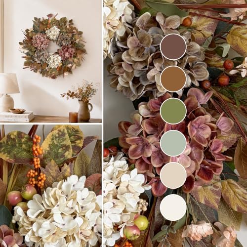 24 Inch Hydrangea Fall Wreaths for Front Door, Fall Decor for Home - Image 2