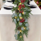 6FT Christmas Garland with Lights Artificial Pine Cypress Eucalyptus Garland with Red Berries Christmas Tips Cedar Garlands,Christmas Decorations Holiday Indoor Outdoor Winter Garland - Image 6