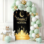6.6FT Arch Backdrop Cover Black Gold Eid Ramadan Mubarak Photography Holiday Welcome Crescent Wedding Arch Cover Spandex Fitted Stretchy Backdrop Stand Covers for Birthday Party Wedding Decoration - Image 6